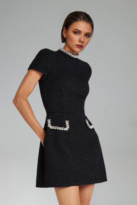 Quincy Short Sleeve Diamond Mini Dress
