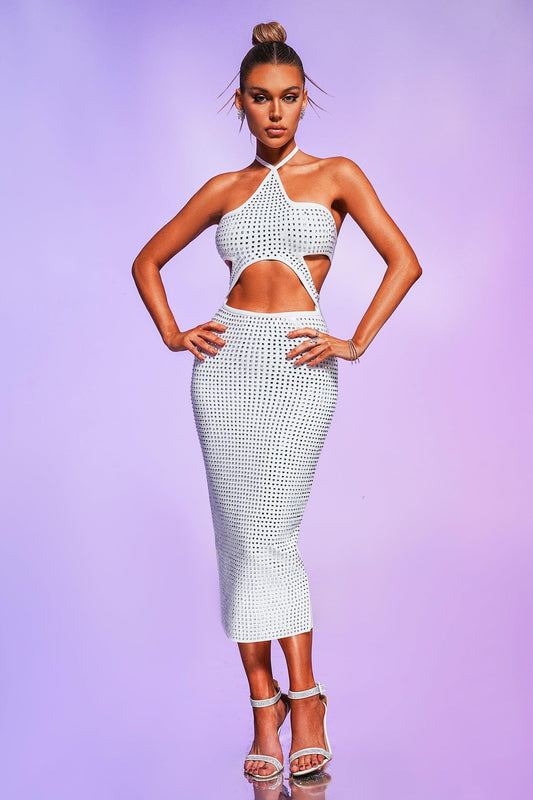 Jaelyn Crystallised Midi Bandage Dress