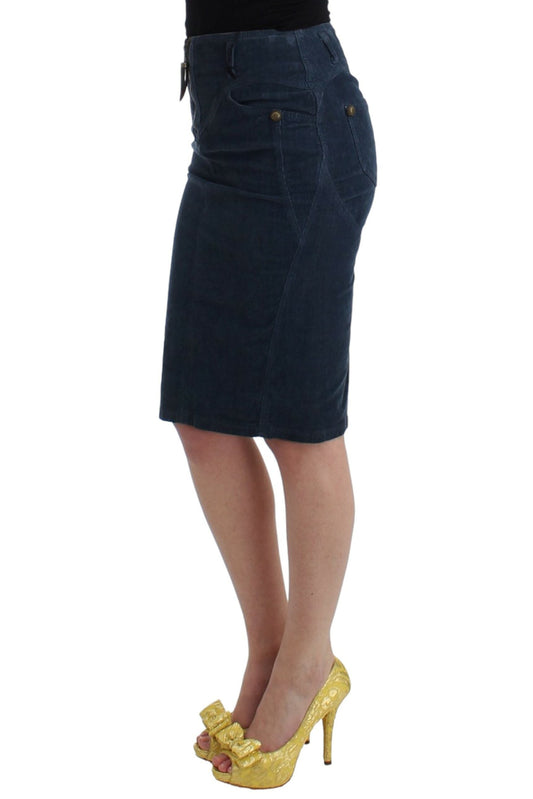 Cavalli Blue corduroy pencil skirt