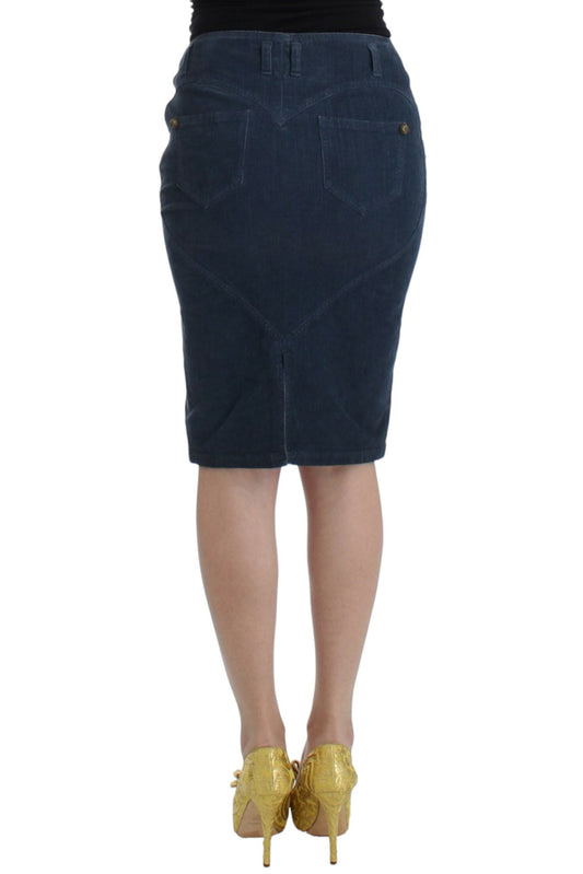 Cavalli Blue corduroy pencil skirt