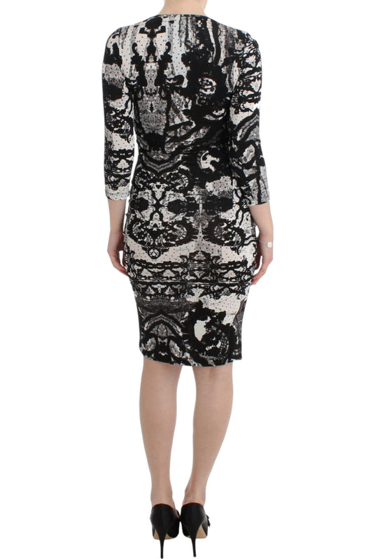 Cavalli Black Printed Sheath Dress