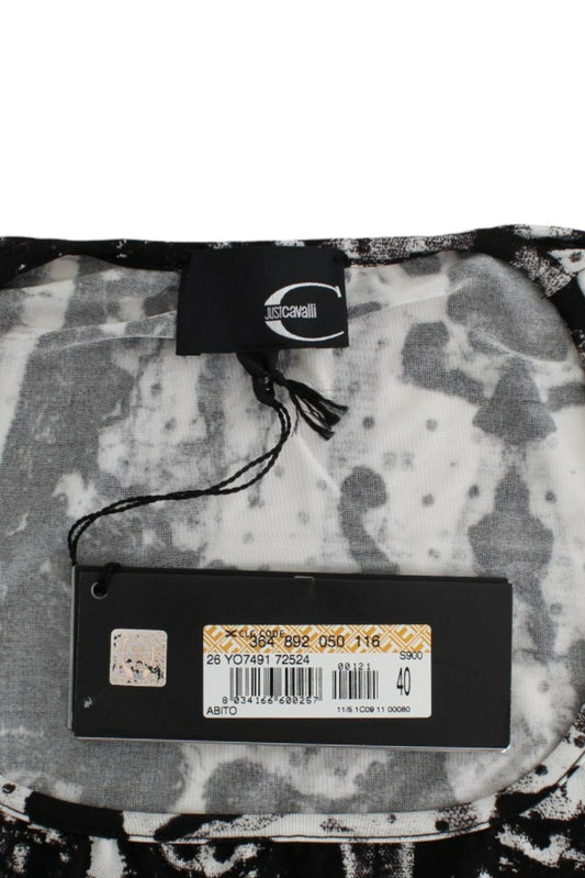 Cavalli Black Printed Sheath Dress