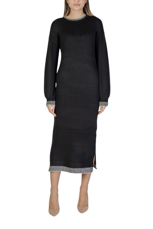 Vila Clothes Black Polyester Midi