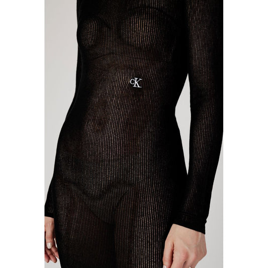 Calvin Klein Jeans Black Marabou Long Dress