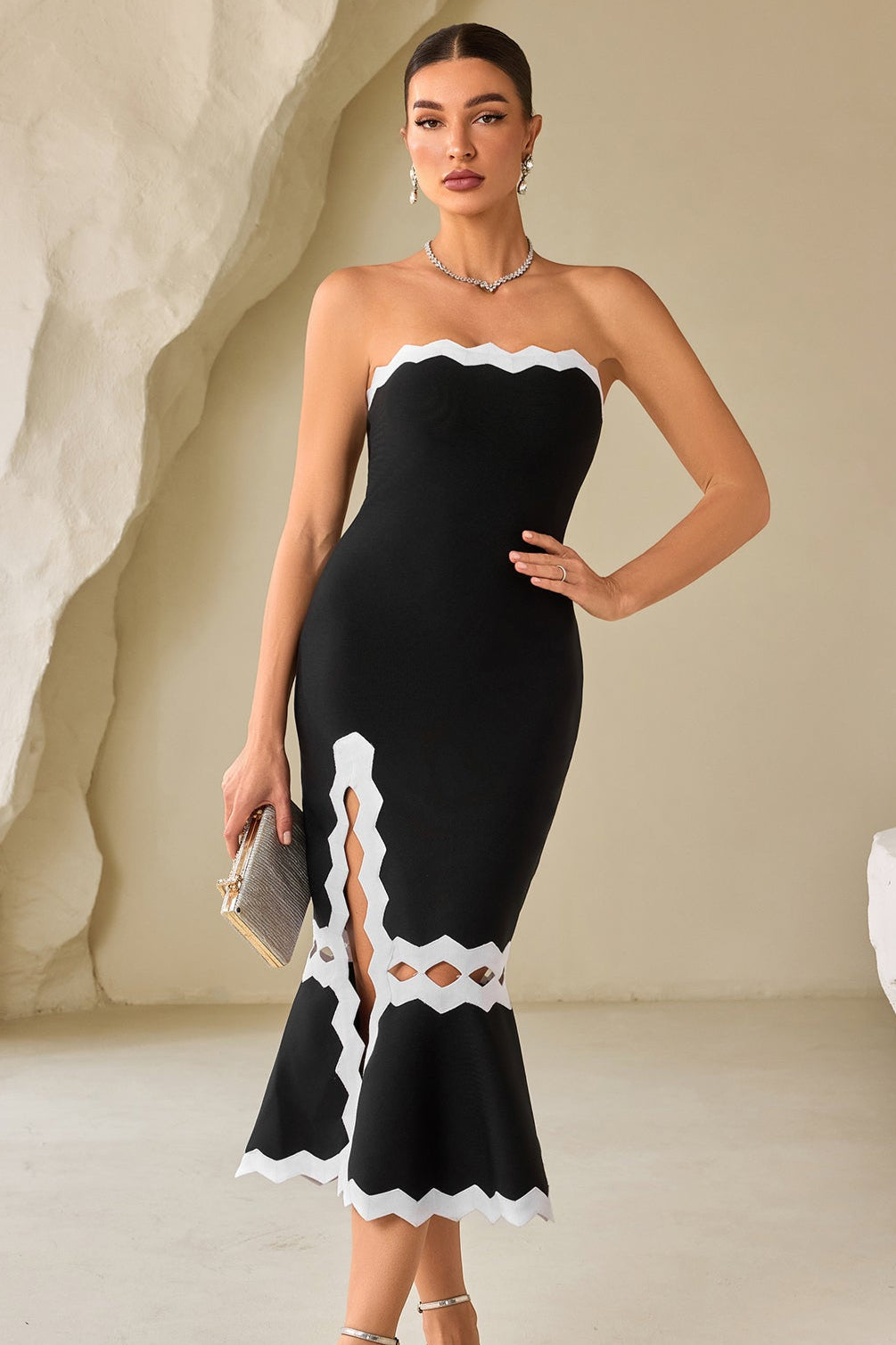 Hepburn Style Fishtail Slit Mini Dress