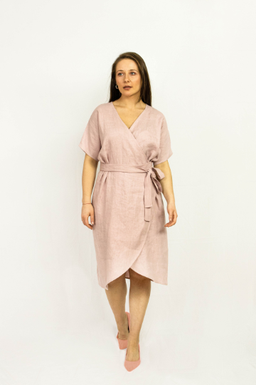Light Grey linen wrap dress