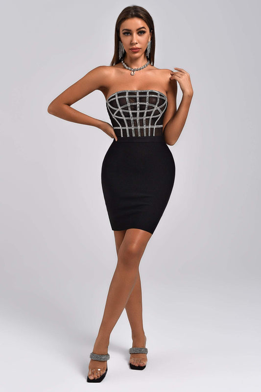 Liliya Diamonate Corset Mini Bandage Dress