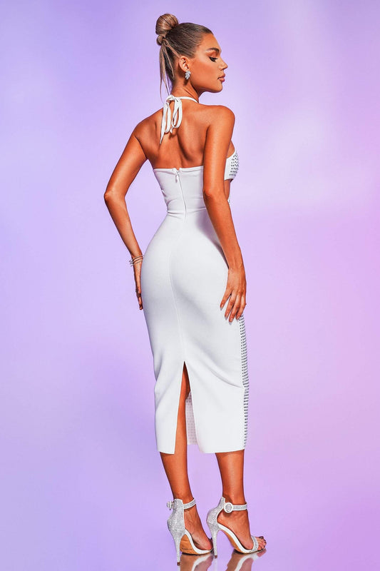 Jaelyn Crystallised Midi Bandage Dress