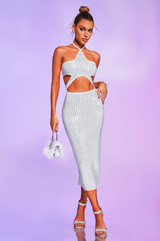 Jaelyn Crystallised Midi Bandage Dress