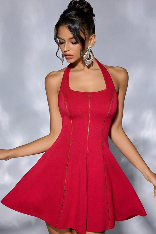 Halter-Neck Backless Mini Dress