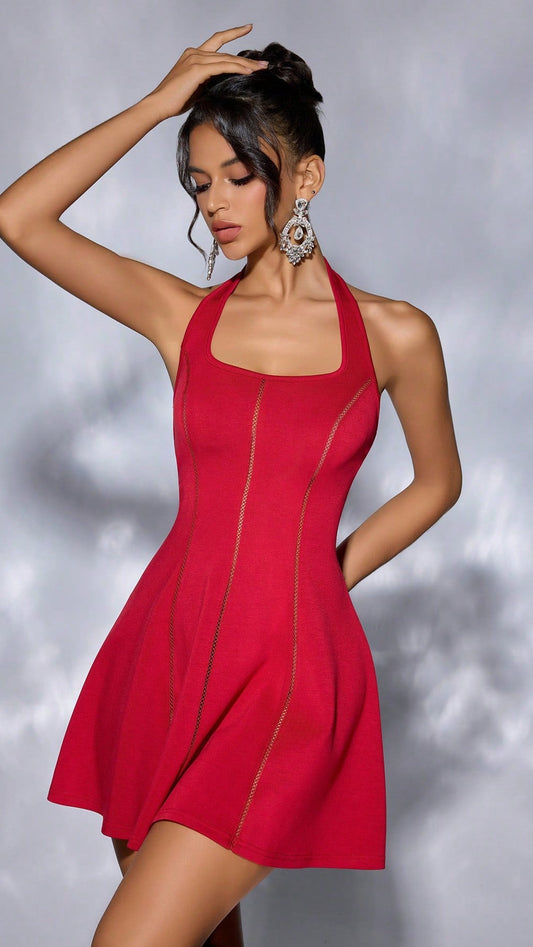 Halter-Neck Backless Mini Dress