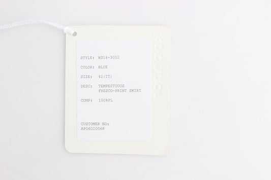 Koonhor Blue Peplum Fresco-Print Straight Pencil Skirt