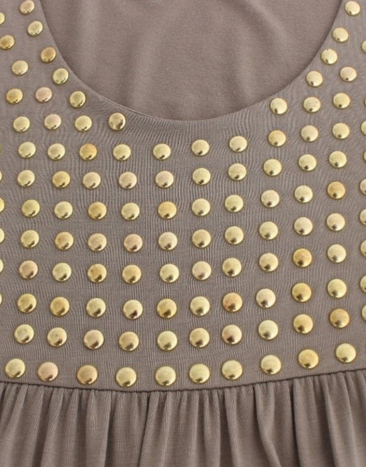 Roccobarocco Khaki studded sheath dress