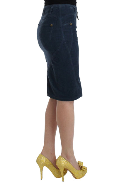 Cavalli Blue corduroy pencil skirt