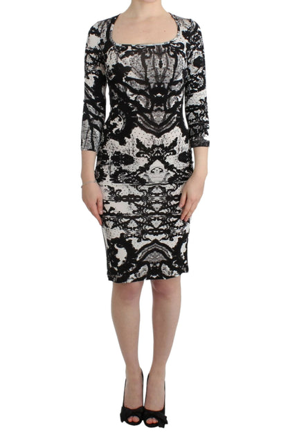 Cavalli Black Printed Sheath Dress