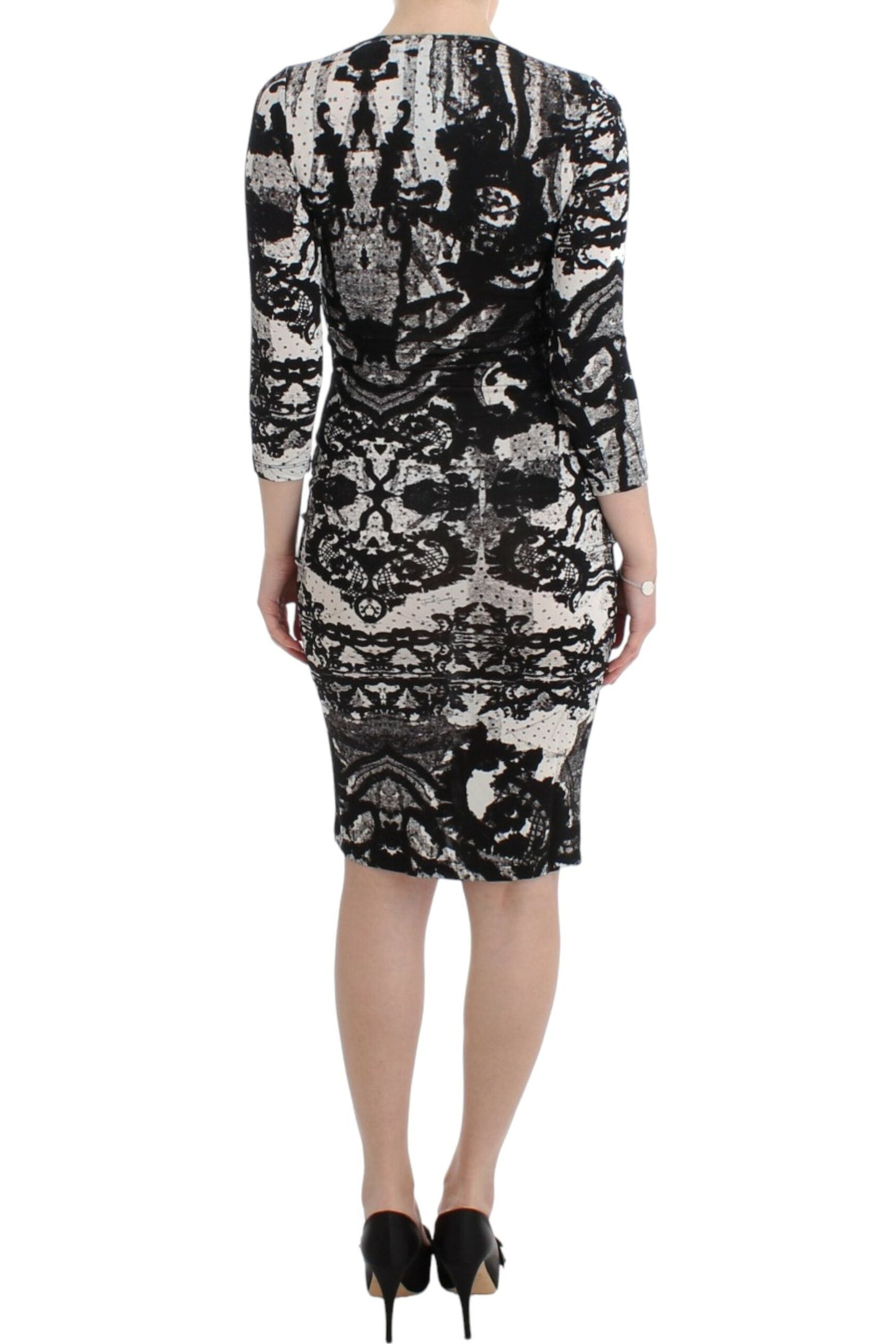 Cavalli Black Printed Sheath Dress