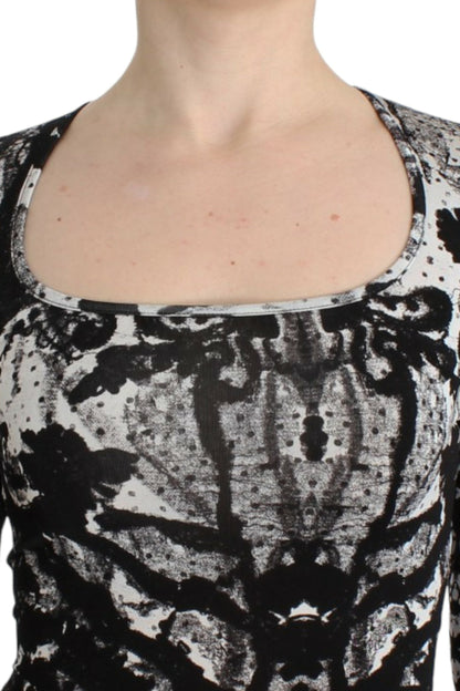 Cavalli Black Printed Sheath Dress