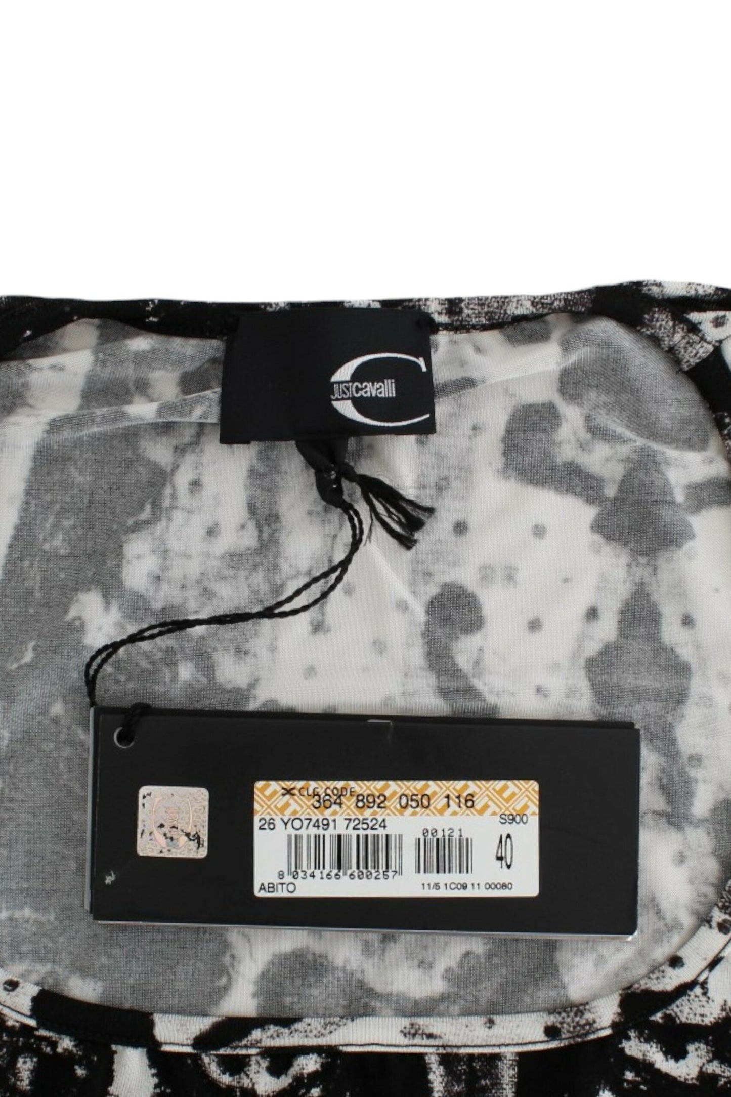 Cavalli Black Printed Sheath Dress