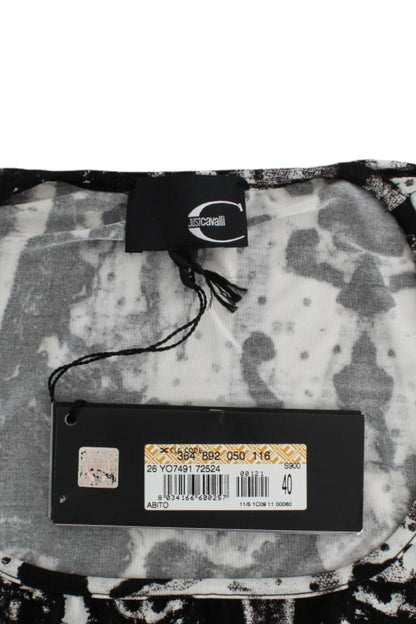 Cavalli Black Printed Sheath Dress