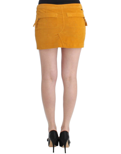 Costume National Yellow corduroy mini skirt
