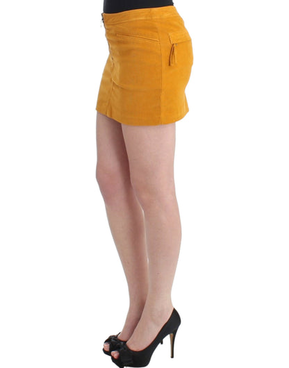 Costume National Yellow corduroy mini skirt