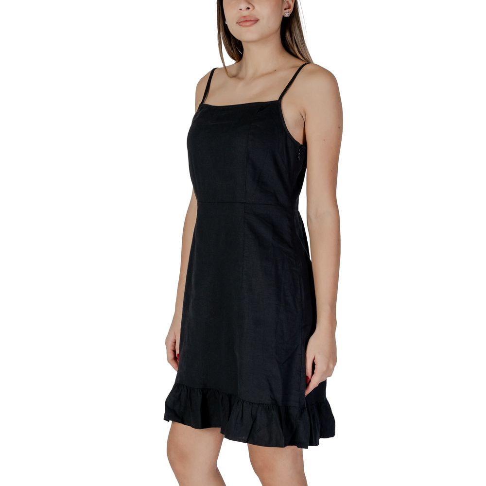 B.Young Black Linen Midi Dress