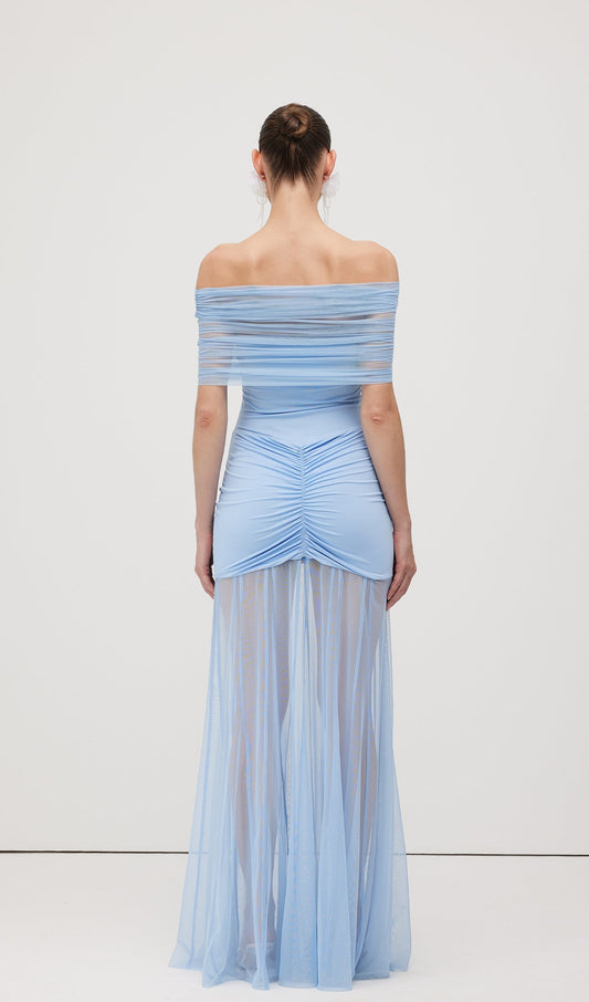 Slinky Off Shoulder Maxi Dress