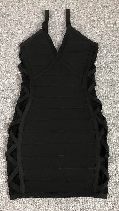 Crossed Side Mesh Mini Dress