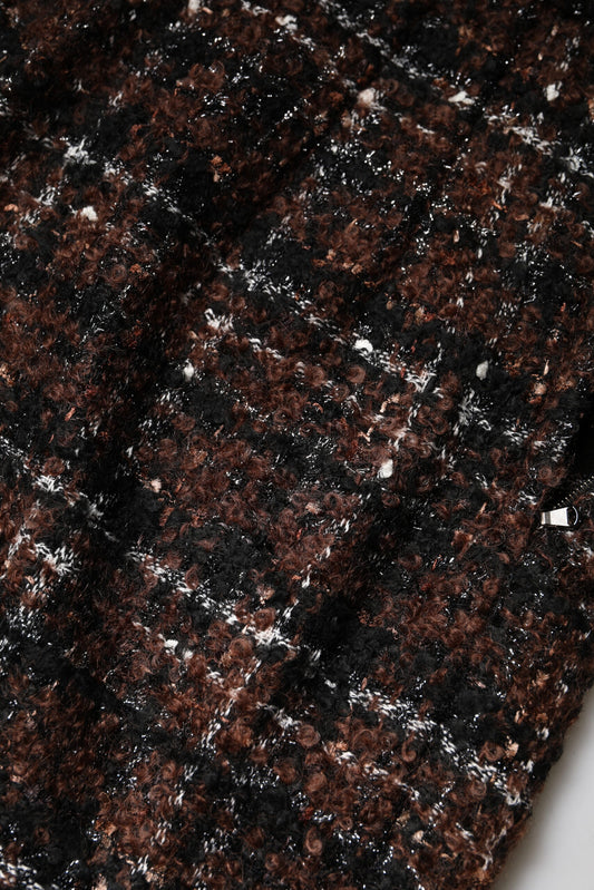 Dolce & Gabbana Multicolor High Waist Tartan Tweed Pencil Cut Skirt