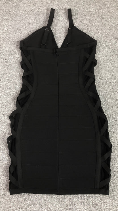 Crossed Side Mesh Mini Dress