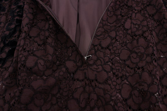 Dolce & Gabbana Purple Floral Lace Ricamo Maxi Dress