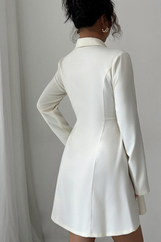 Button Long-Sleeved Midi Dress