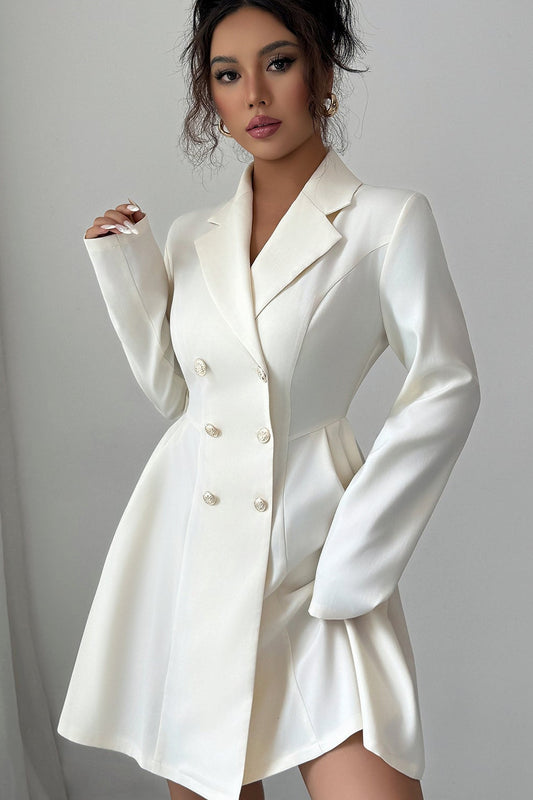 Button Long-Sleeved Midi Dress