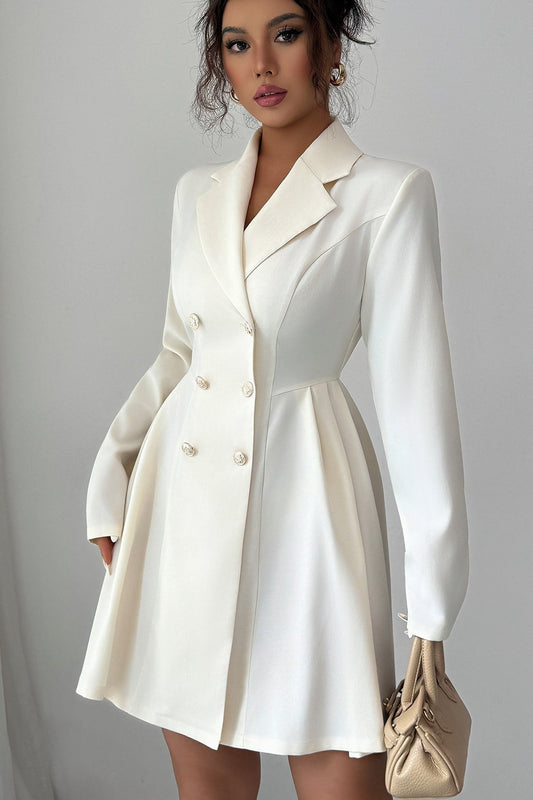Button Long-Sleeved Midi Dress