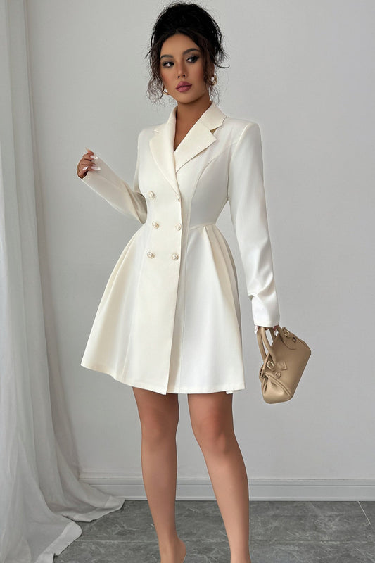 Button Long-Sleeved Midi Dress