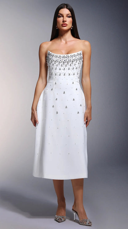 Strapless Rhinestone Long Dress
