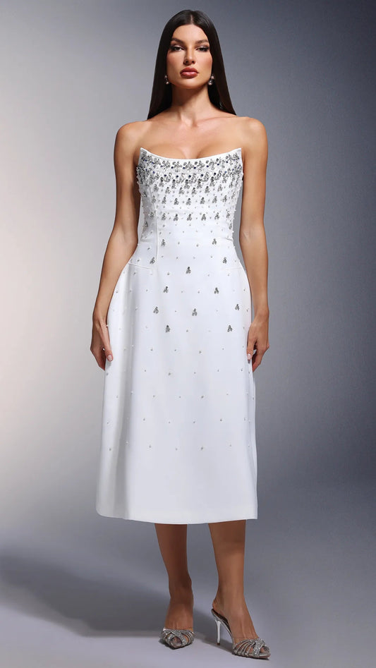 Strapless Rhinestone Long Dress