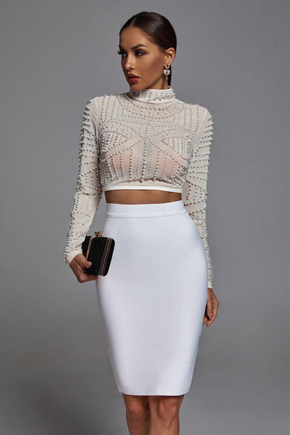 Kiana Pearl Long Sleeve Set - White