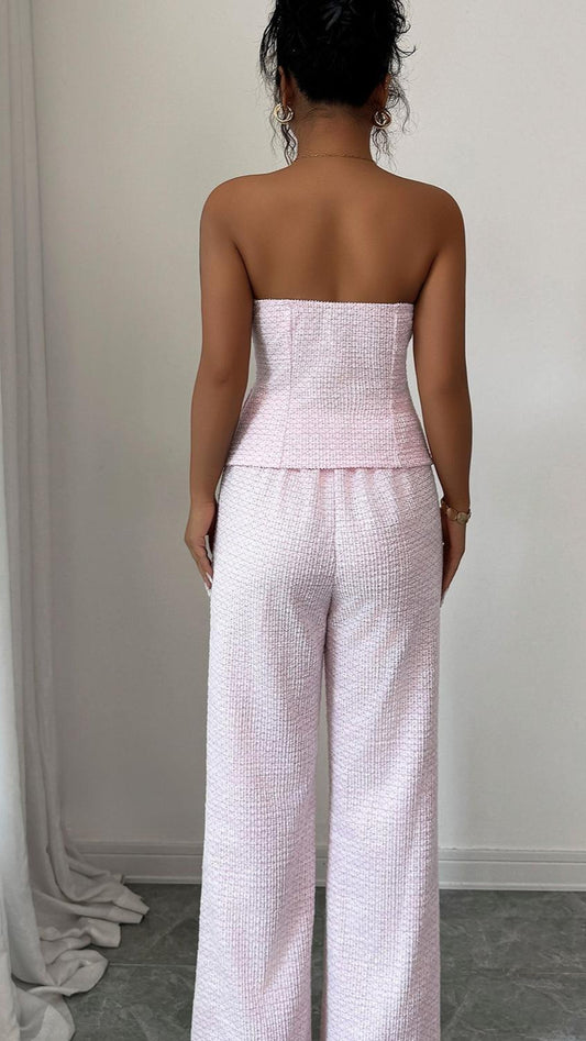 Strapless Wide-Leg Pants Set