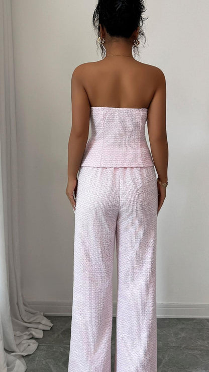 Strapless Wide-Leg Pants Set